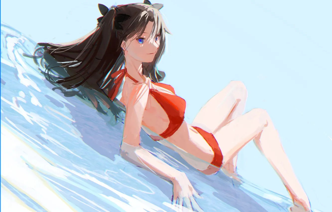 Photo wallpaper sea, swimsuit, girl, Rin Tohsaka, Fate / Zero