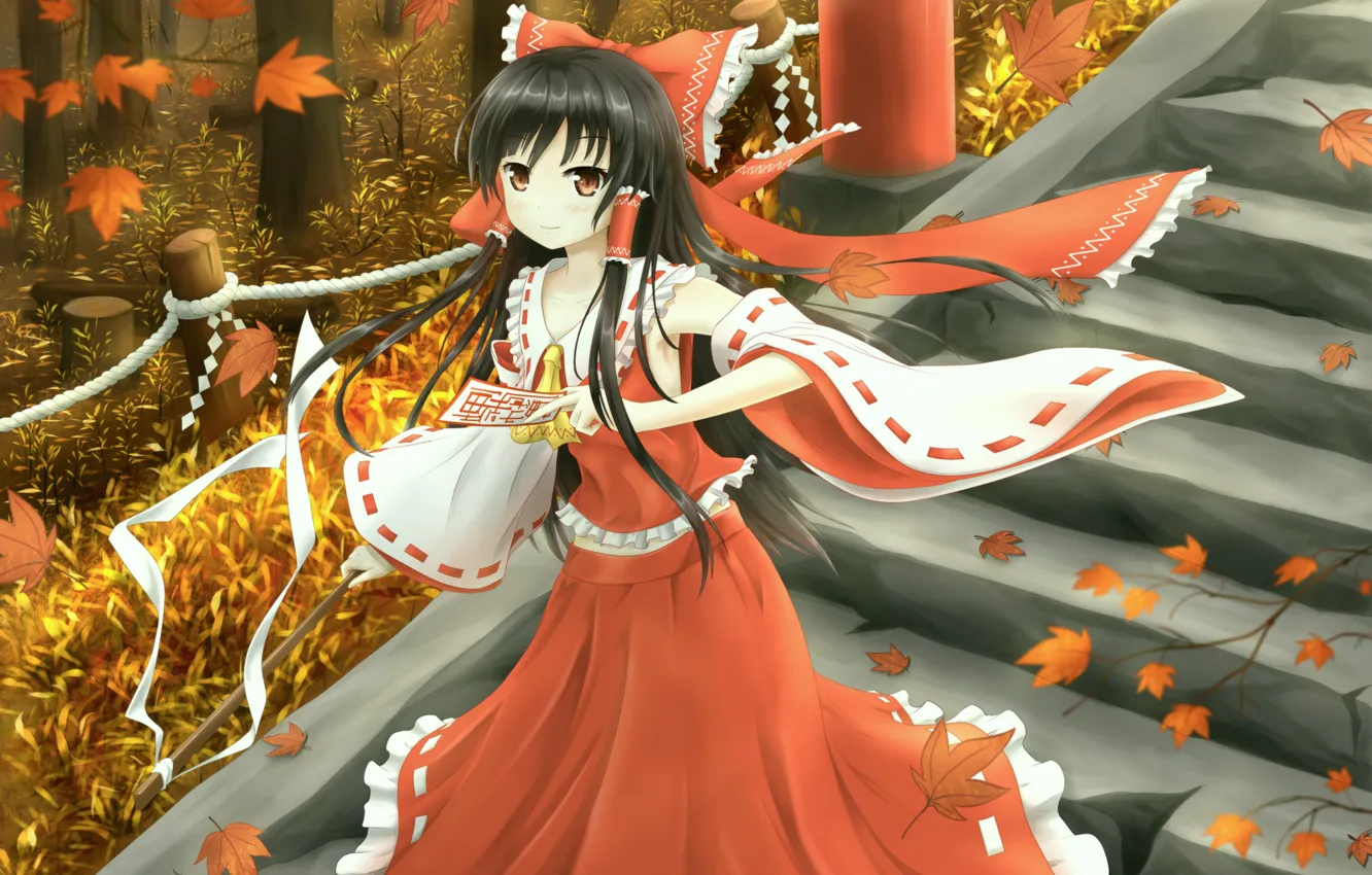Photo wallpaper autumn, leaves, girl, Touhou, Touhou, Touhou