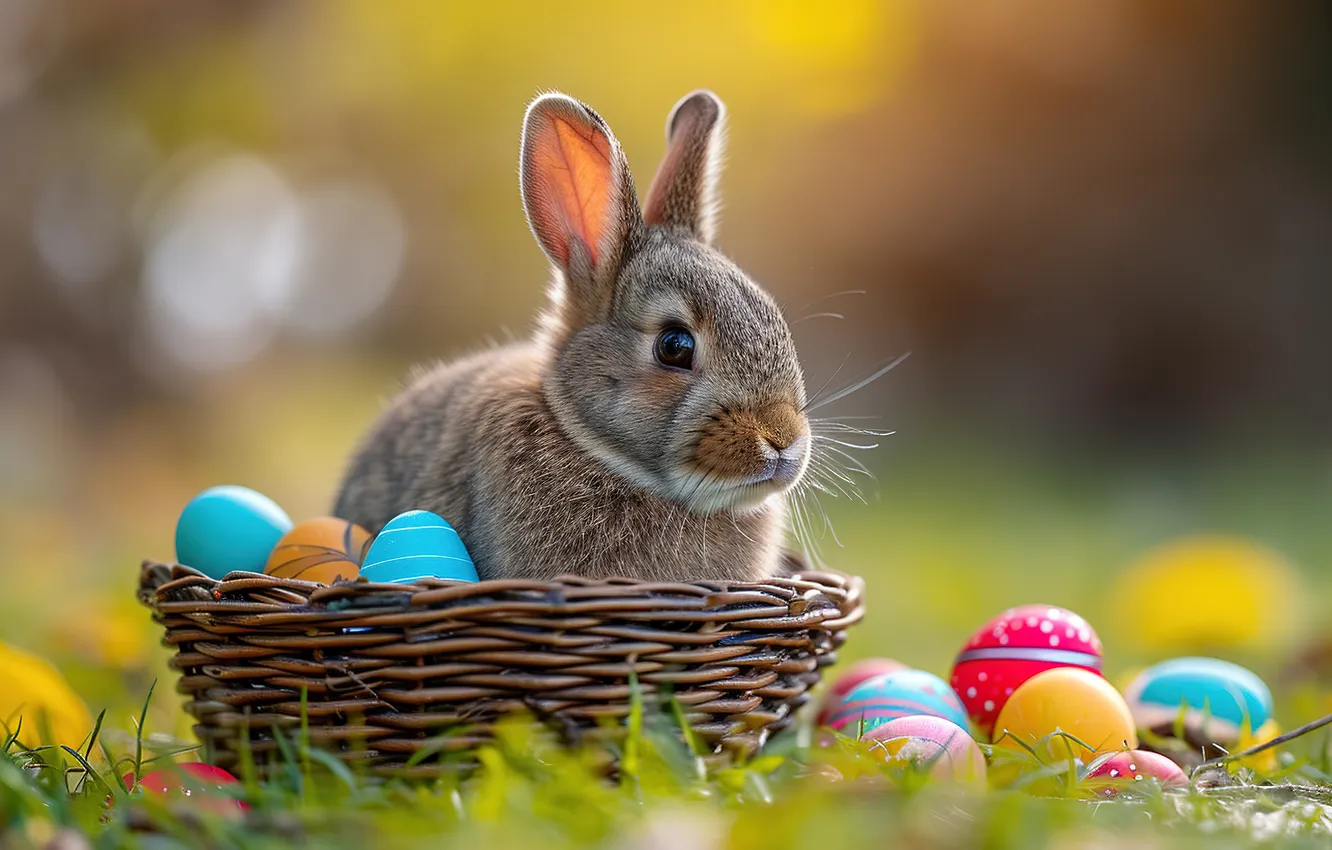 Photo wallpaper flowers, eggs, spring, colorful, Easter, flowers, spring, Easter