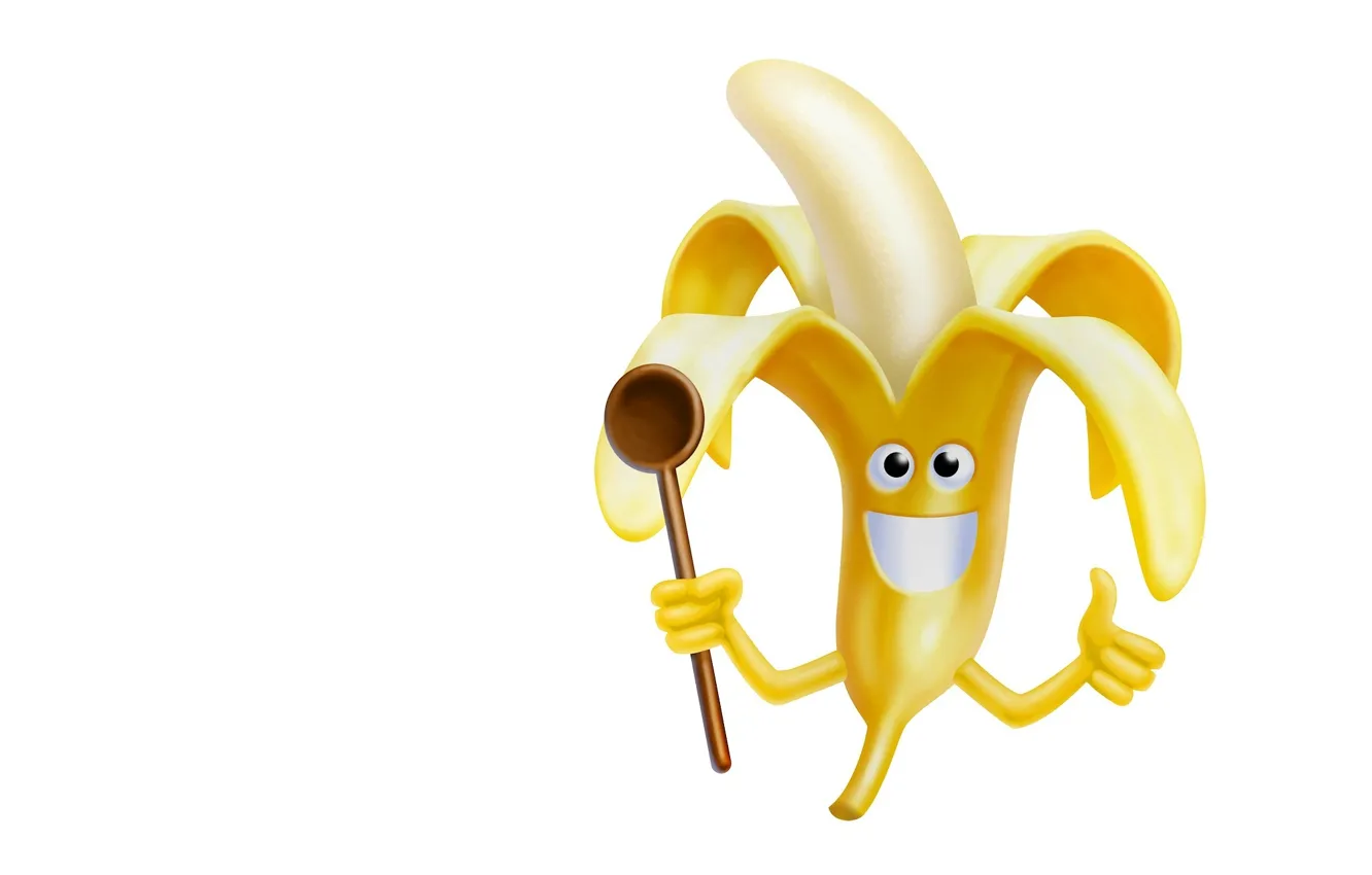 Photo wallpaper art, spoon, bananas, children's