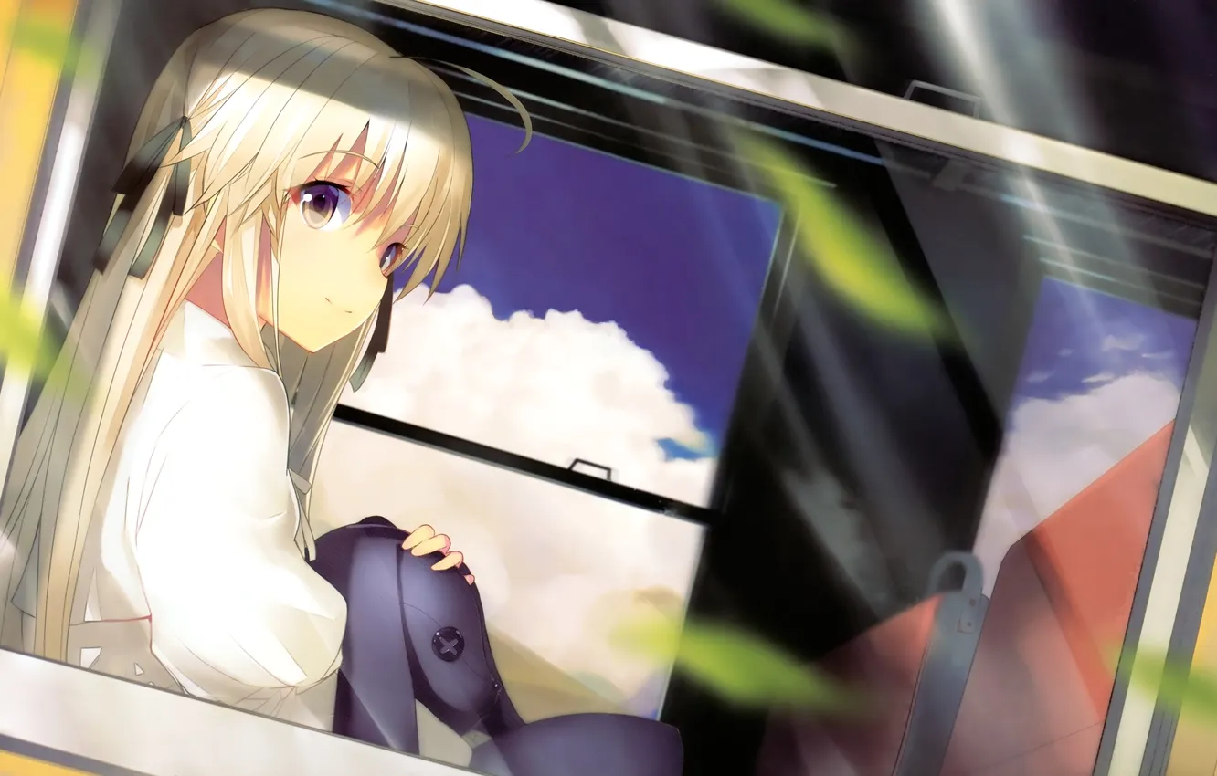 Photo wallpaper toy, window, art, the car, girl, trip, kasugano sora, yosuga no sora