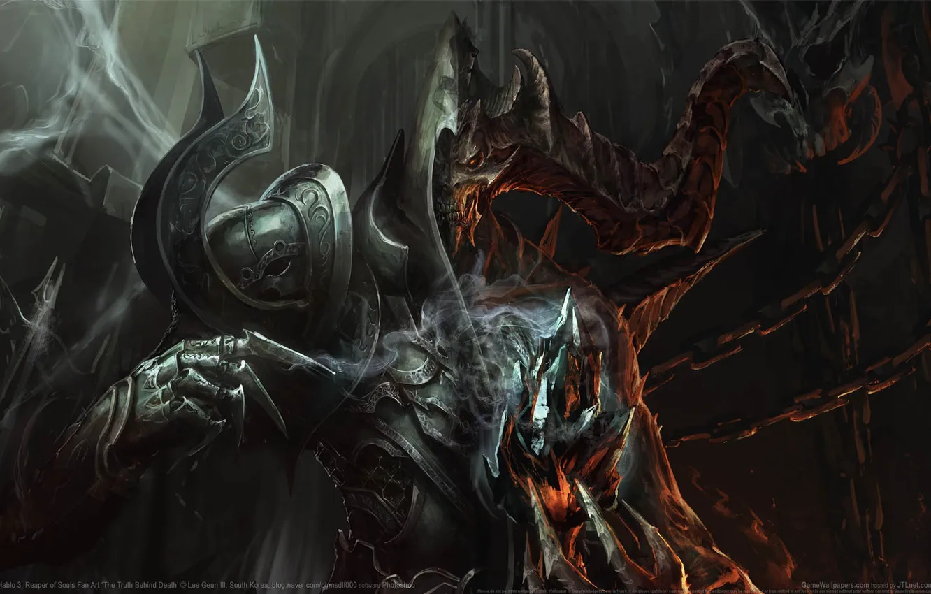 Photo wallpaper the game, monster, fantasy, horns, fantasy, game wallpapers, Diablo 3, The Truth behind Death