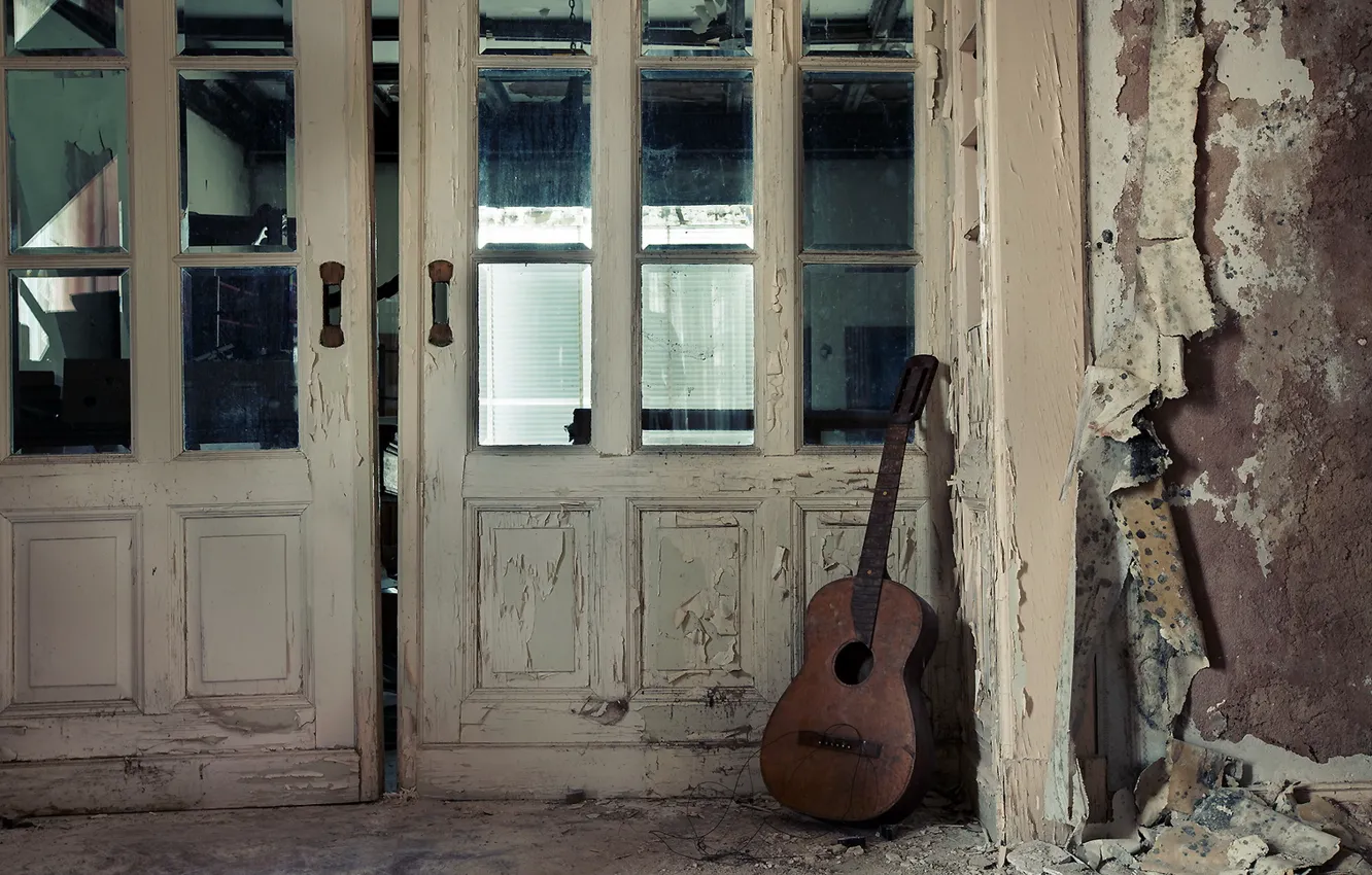 Photo wallpaper music, guitar, the door