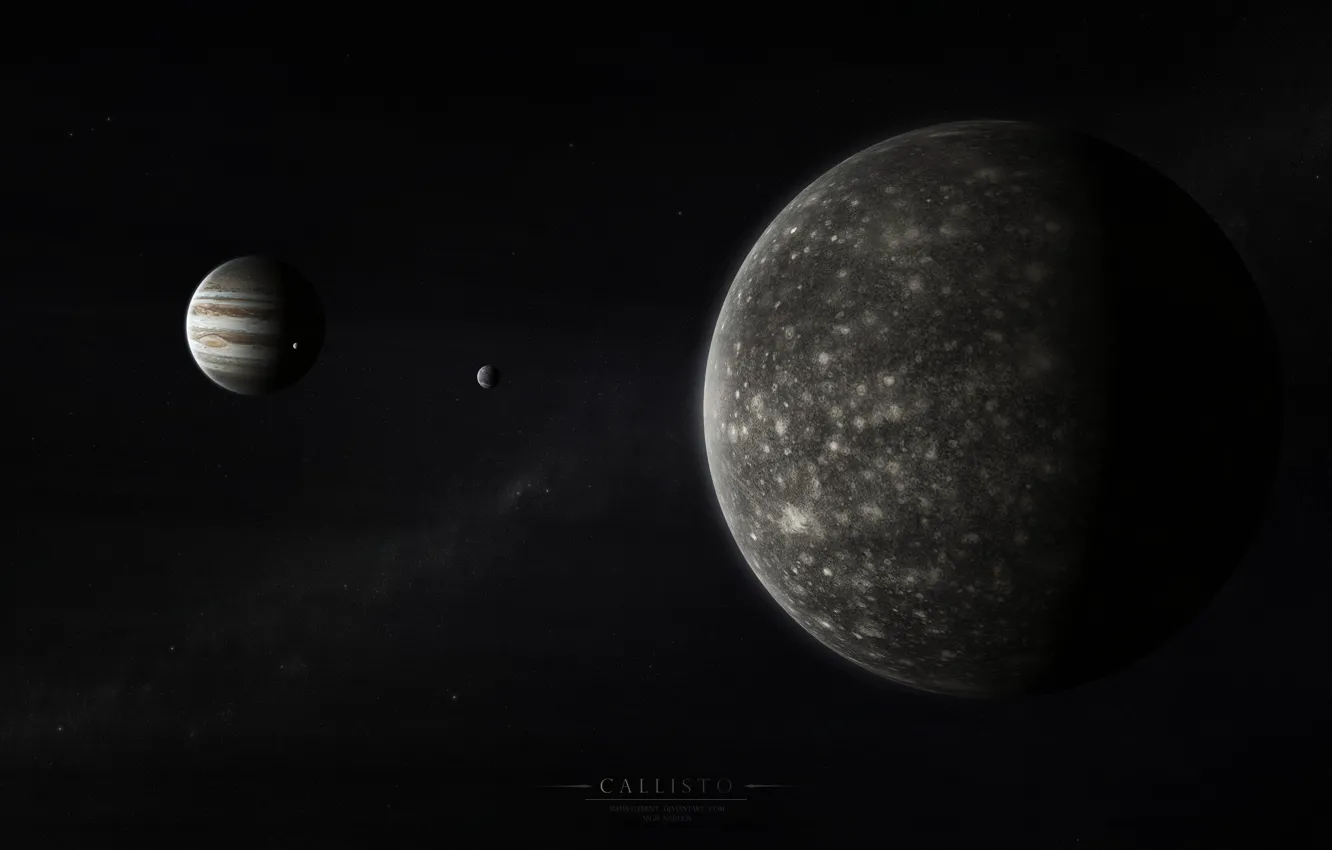Photo wallpaper Jupiter, solar system, the milky way, satellites, gas giant, Callisto