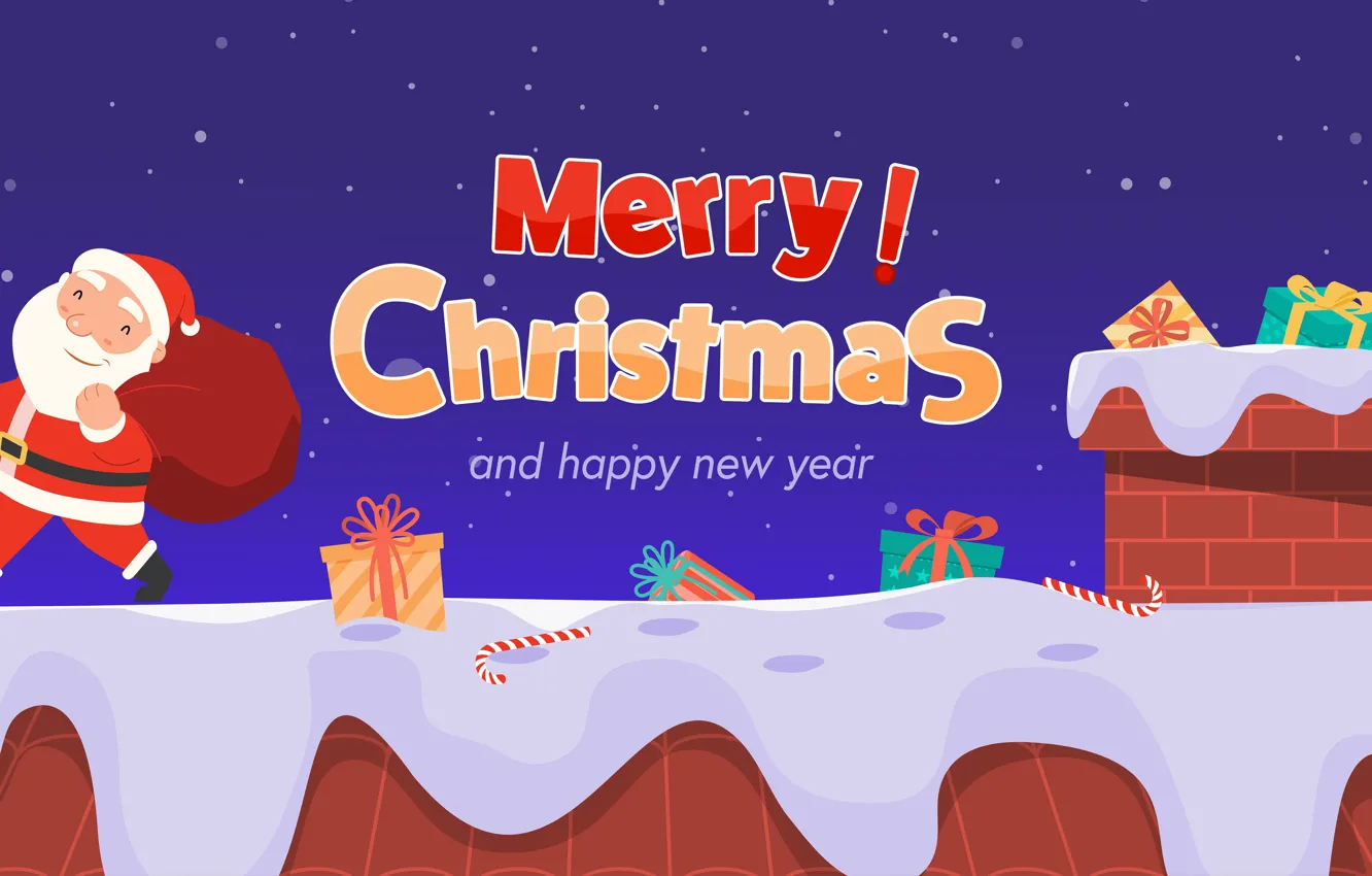 Photo wallpaper Smile, Christmas, Pipe, New year, Roof, Holiday, Happy New Year, Merry Christmas