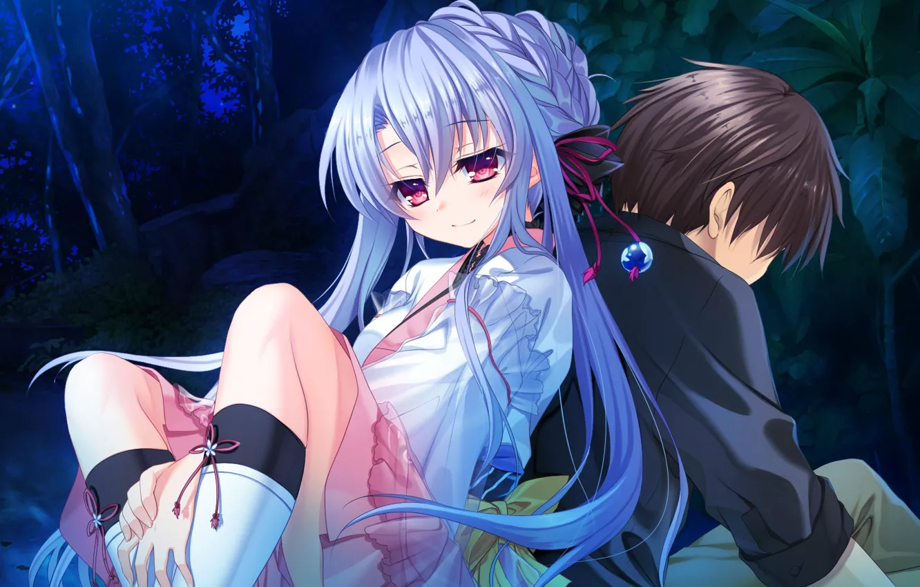 Photo wallpaper forest, girl, the game, art, guy, Summer Pockets