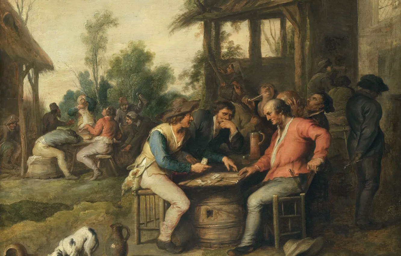 Photo wallpaper picture, genre, Peasants Playing Cards in a Tavern, Vincent Adriansen