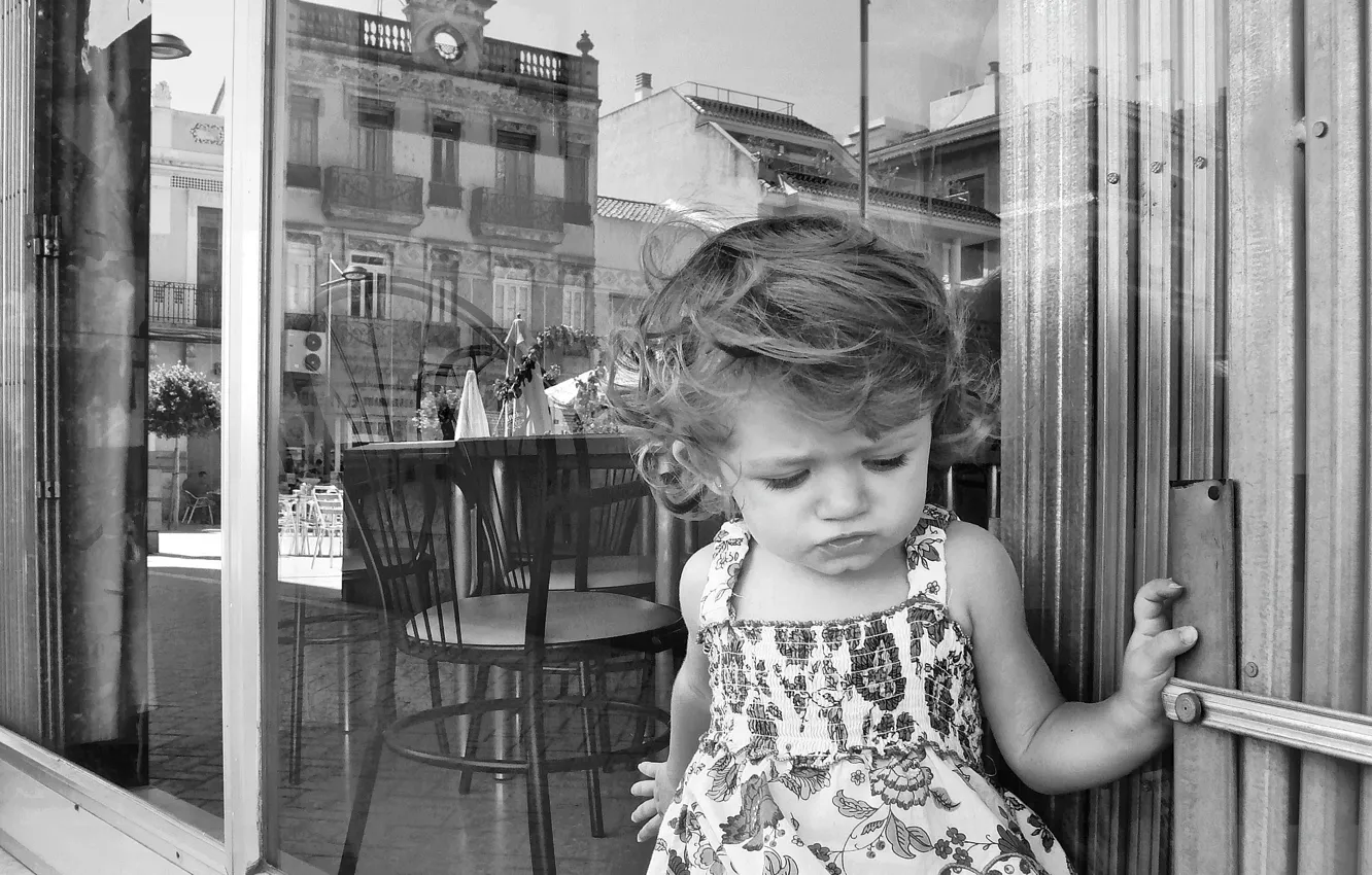 Photo wallpaper black & white, child, Spain, AMVC