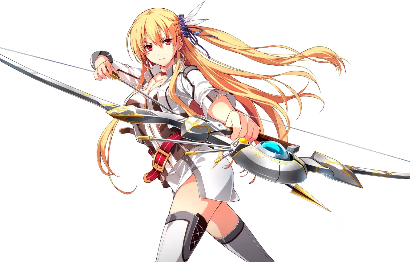 Photo wallpaper girl, sexy, cleavage, thighhighs, long hair, boobs, anime, beautiful