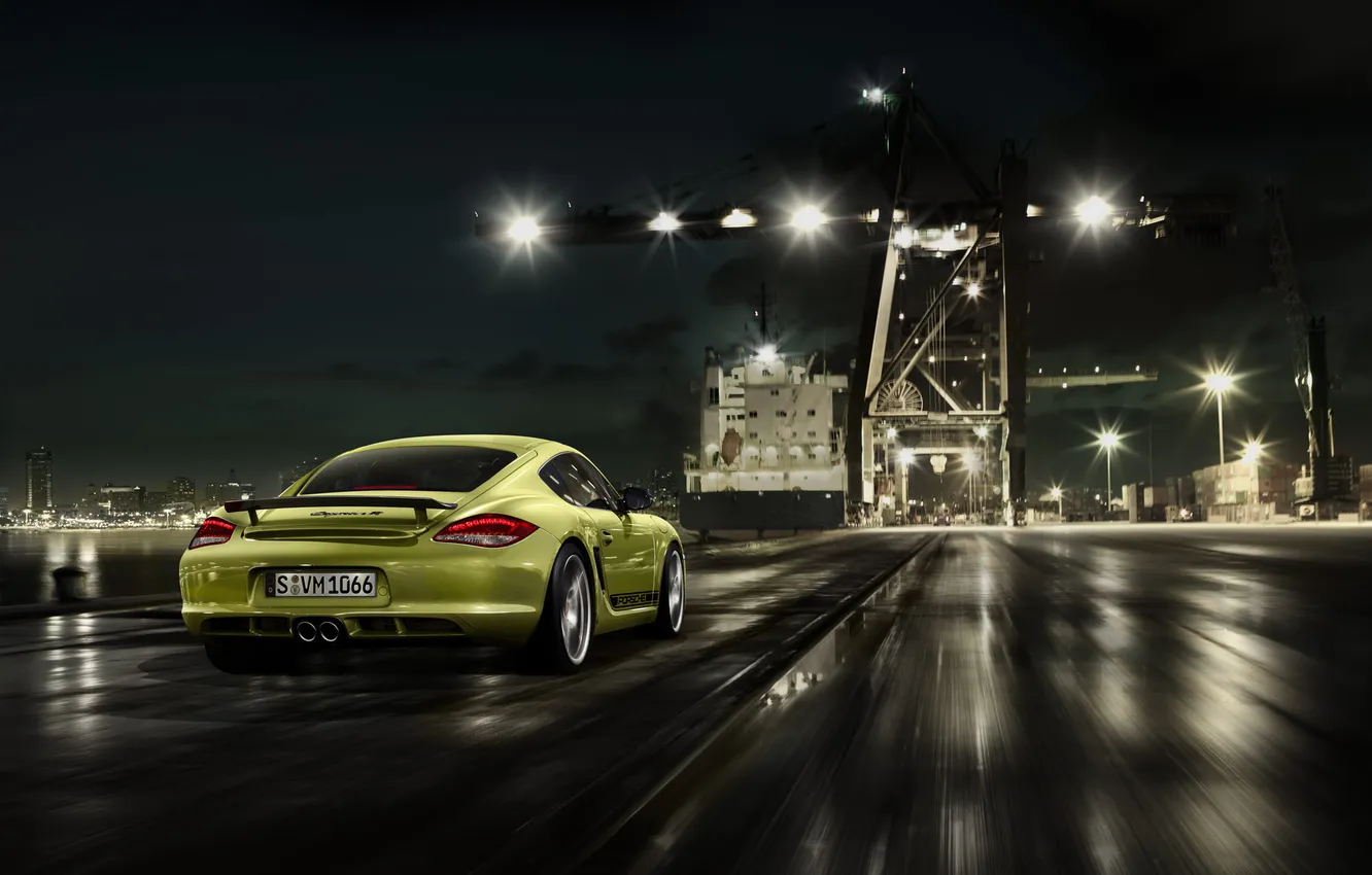 Photo wallpaper road, night, speed, crane, port, Cayman R