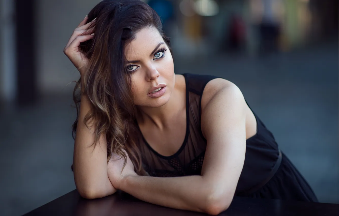 Photo wallpaper eyes, look, face, background, hair, lips