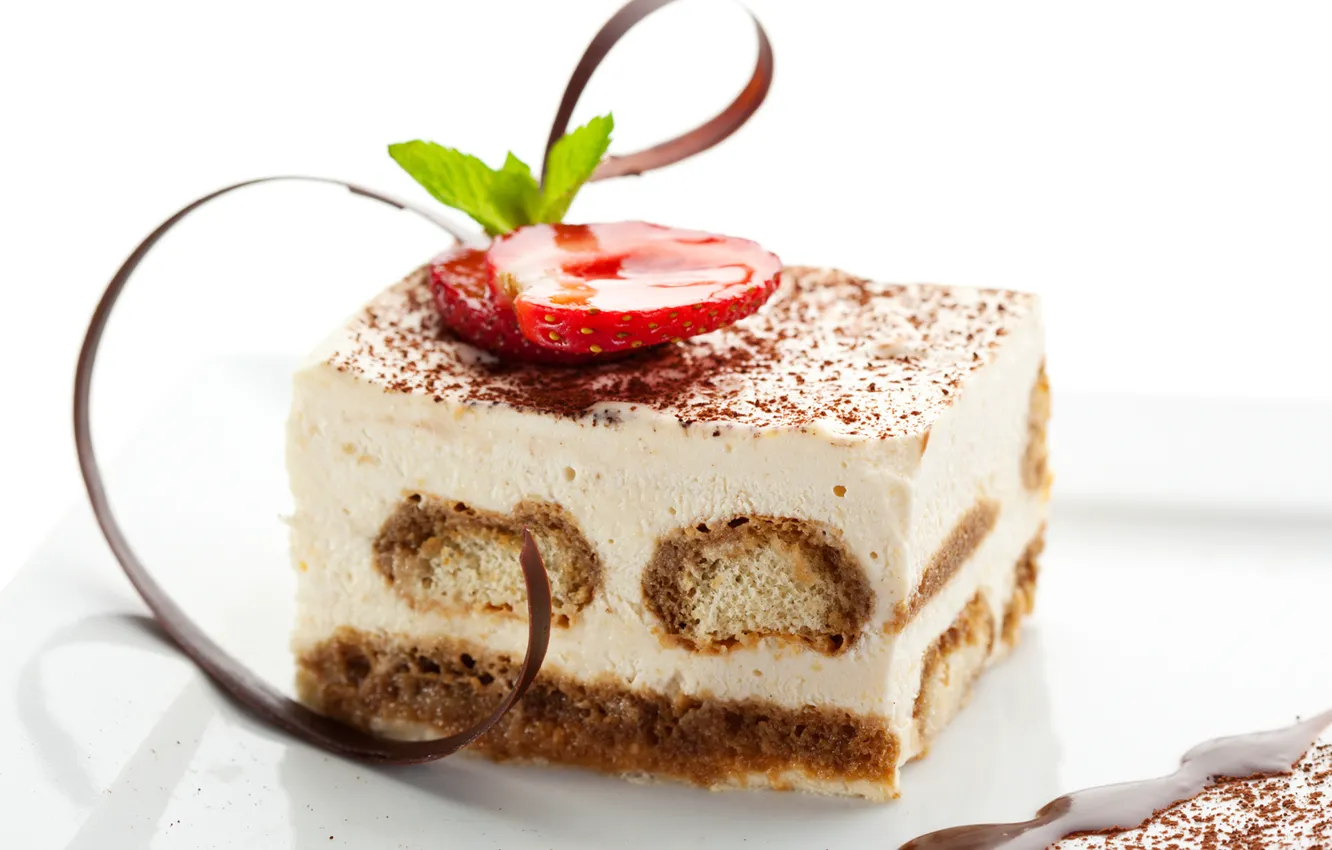 Photo wallpaper berries, food, strawberry, cake, cake, cake, cream, dessert