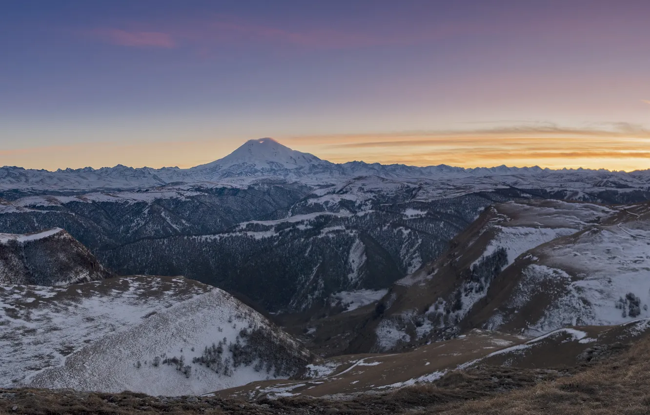 Photo wallpaper the sky, sunset, Kabardino-Balkaria, Irina Shipunova, Mount Elbrus, Shajatmaz Plateau