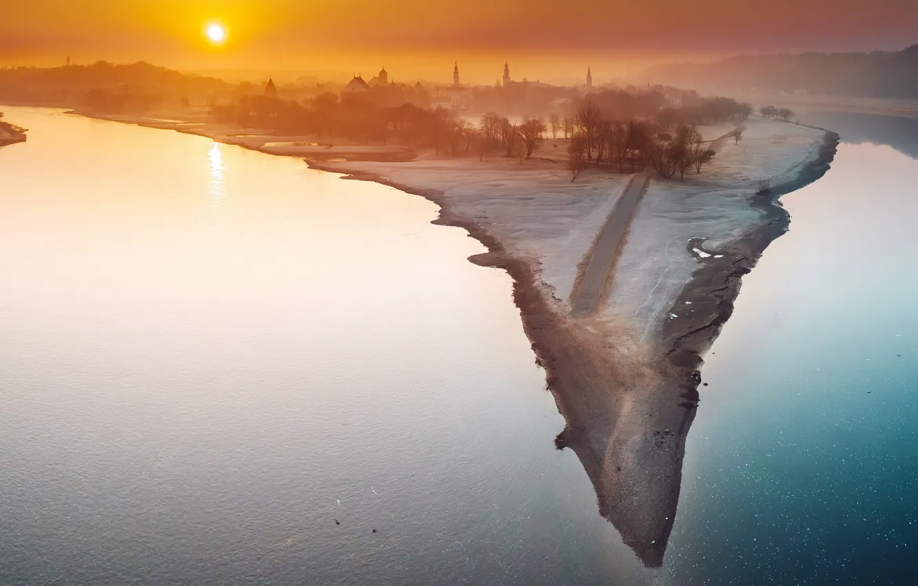 Photo wallpaper Lithuania, Kaunas, city, misty