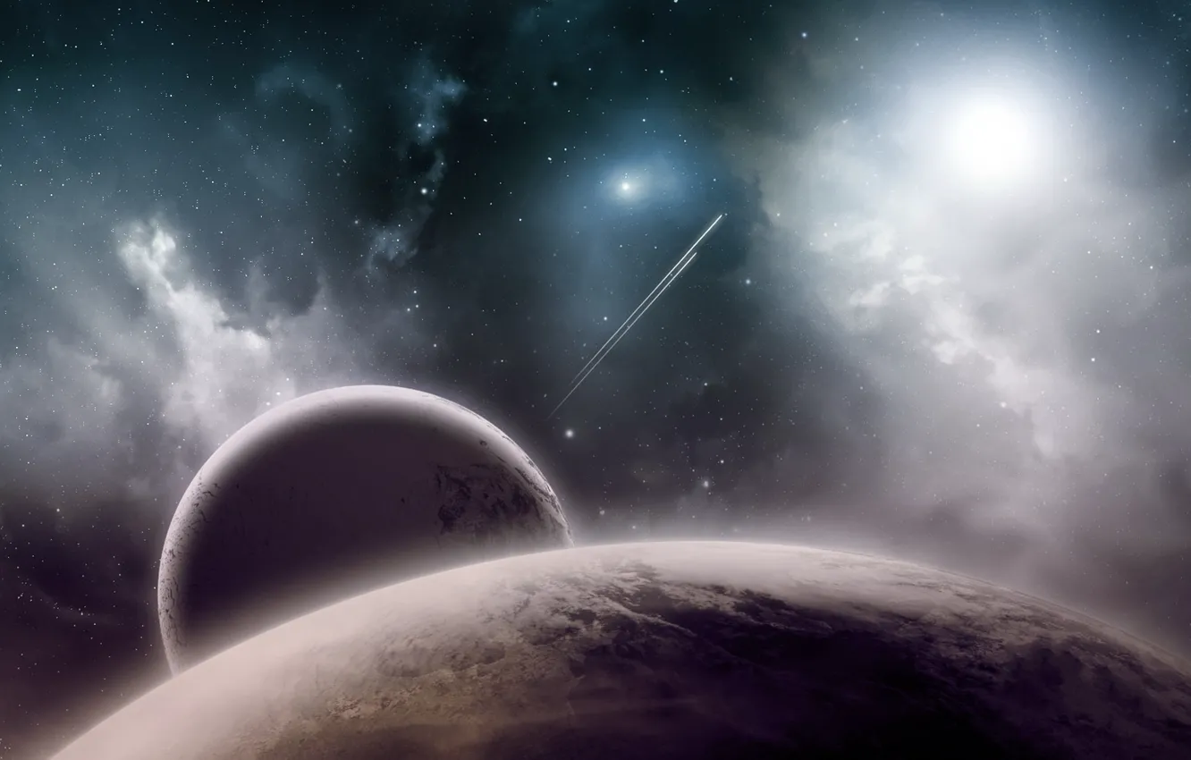 Photo wallpaper space, stars, planet, galaxy