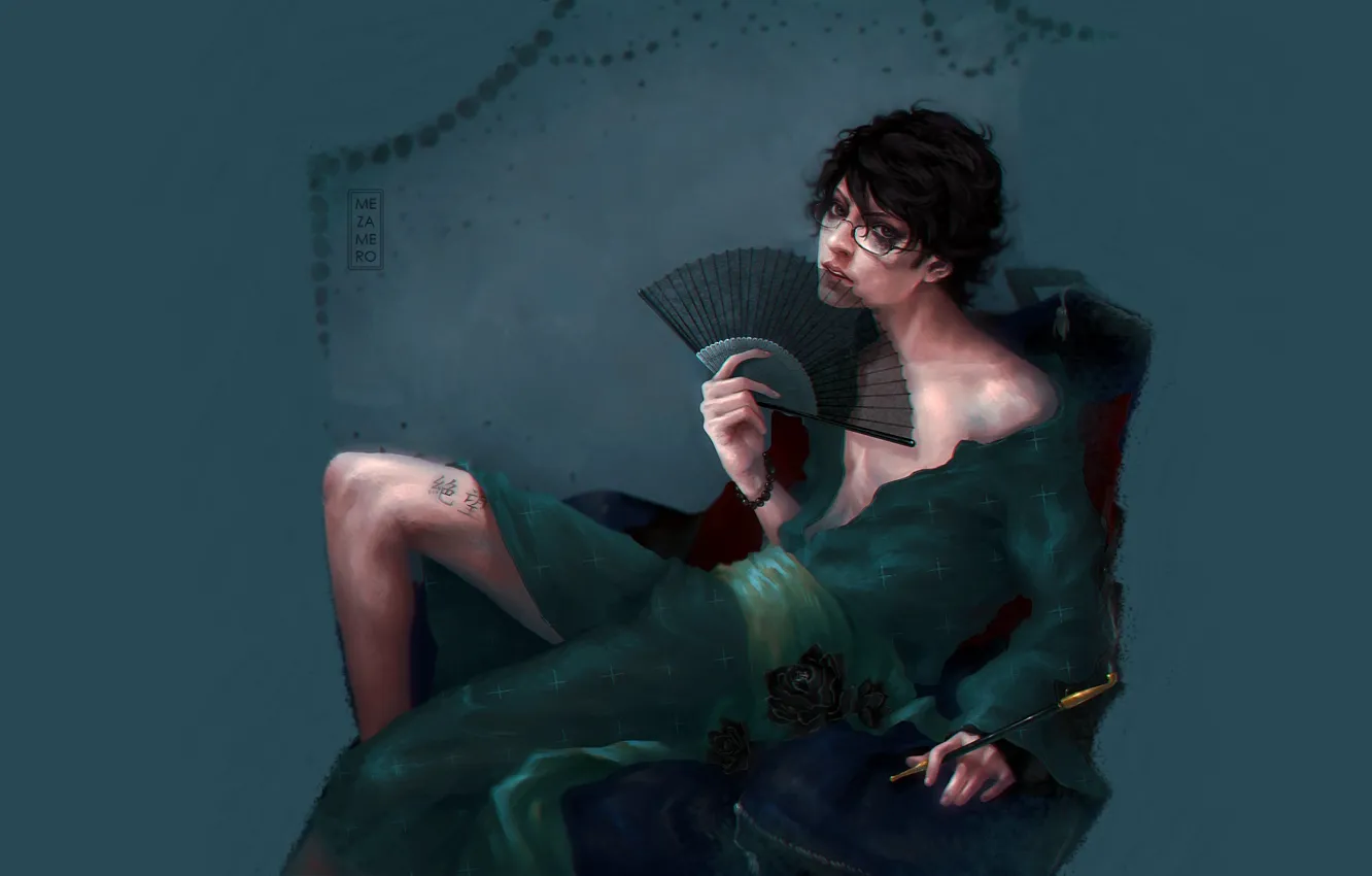 Photo wallpaper chair, fan, guy, Sayonara Zetsubou Sensei, Farewell bleak Sensei