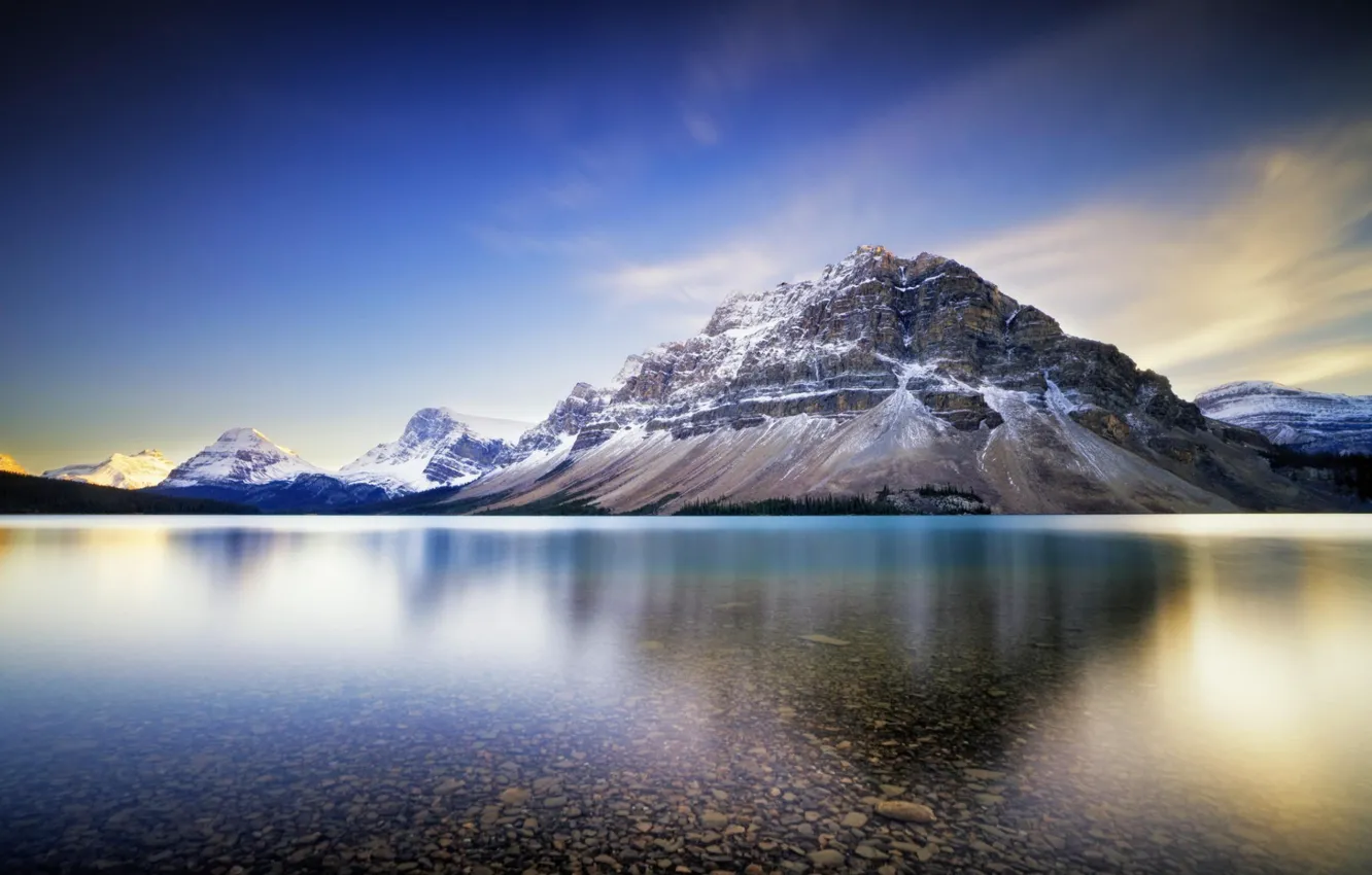 Photo wallpaper the sky, clouds, mountains, lake