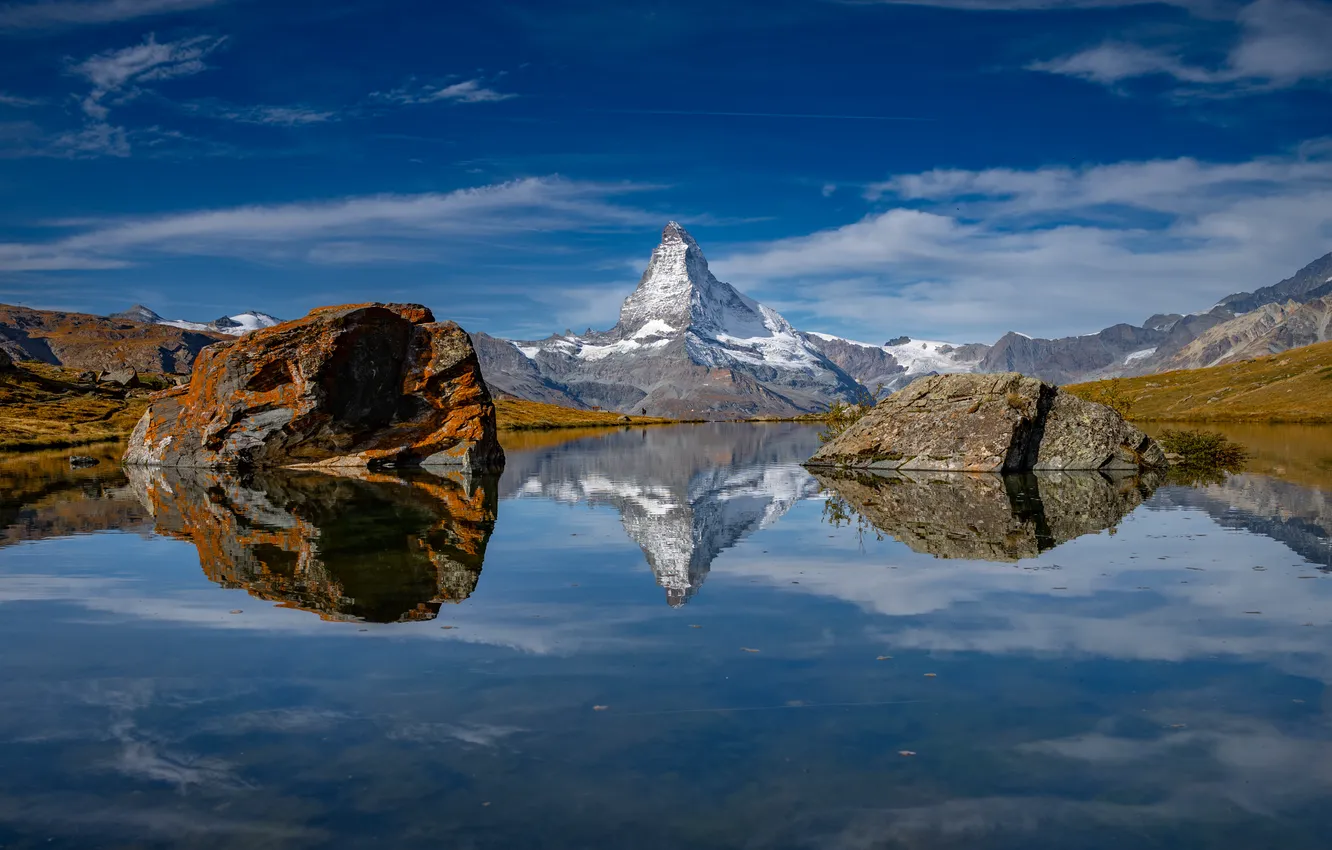 Photo wallpaper landscape, mountains, lake, Matterhorn