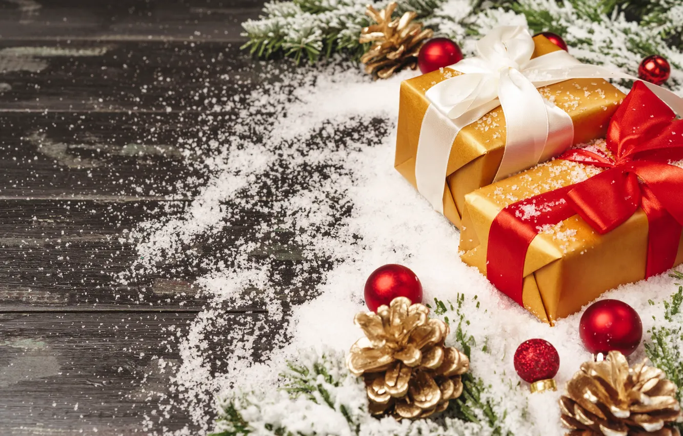 Photo wallpaper winter, snow, holiday, Christmas