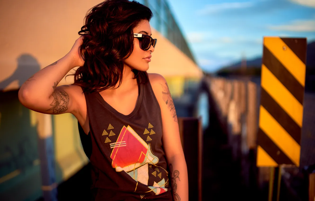 Photo wallpaper summer, girl, face, hair, tattoo, profile, Samantha