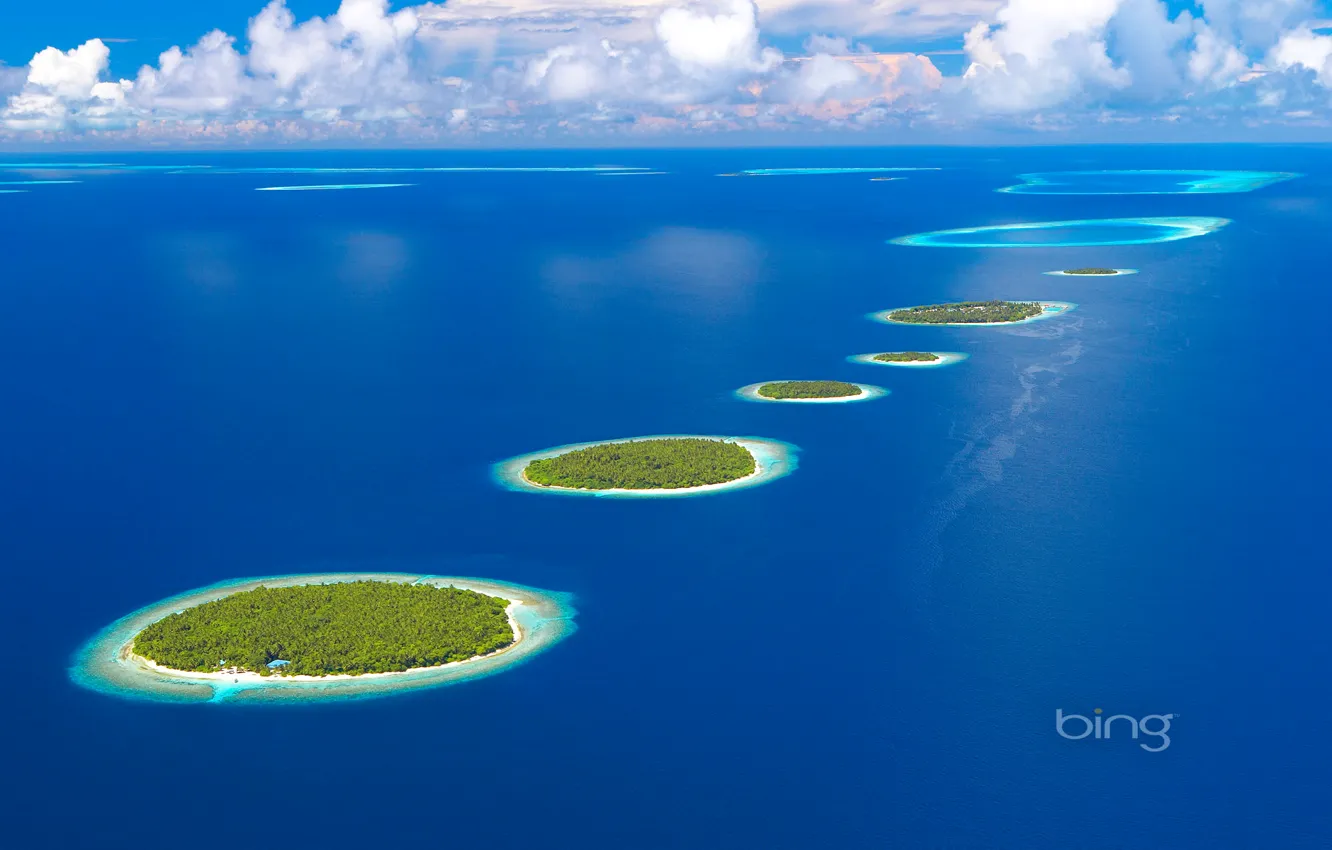Photo wallpaper sea, the sky, island, Atoll, The Maldives, Maldives, Southern Maalhosmadulu Atoll