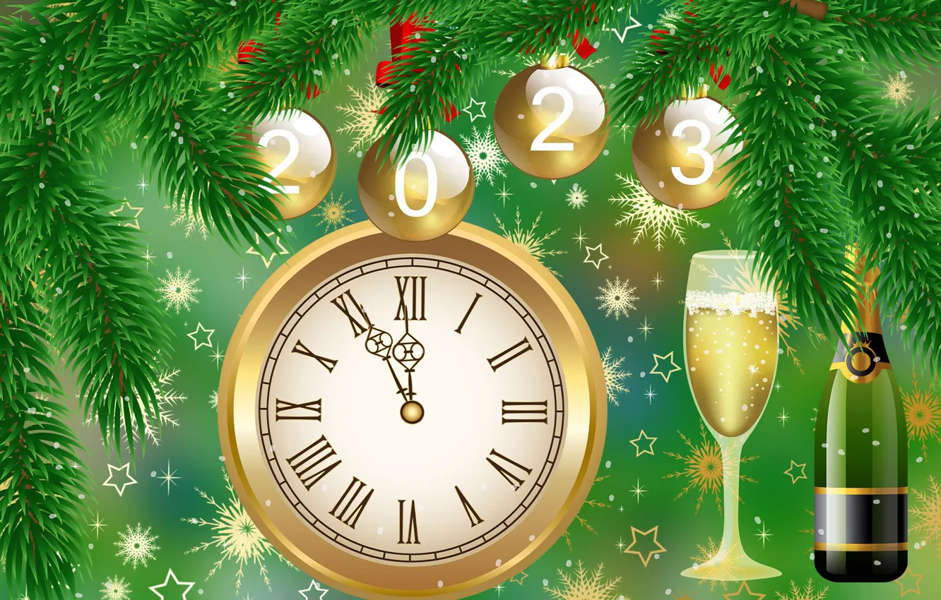 Photo wallpaper Graphics, New Year, New Year ' s Eve, Glasses, Bottle