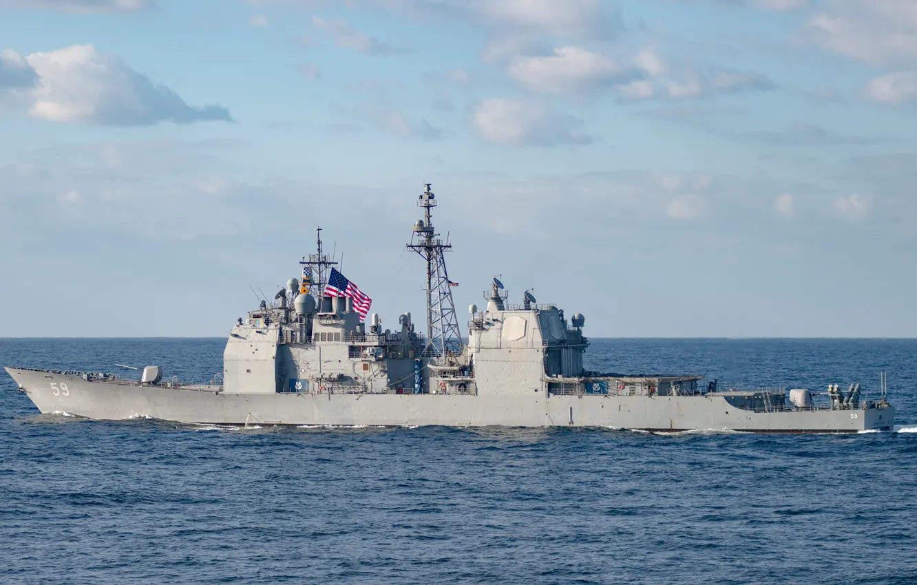 Photo wallpaper cruiser, rocket, USS Princeton, CG 59