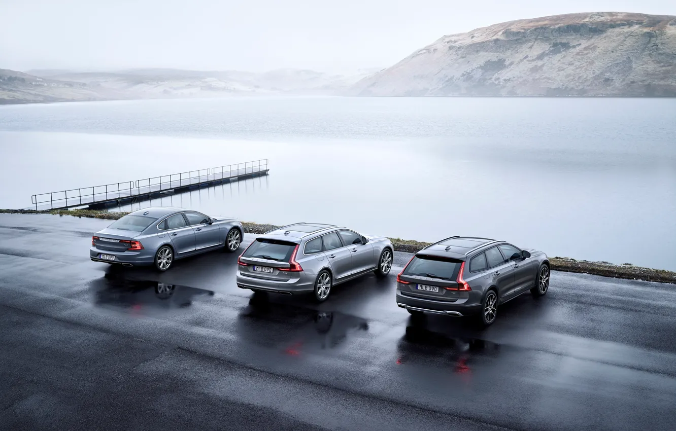 Photo wallpaper Volvo, Sedan, Car, Silver, Cross Country, Universal, 2017, S90