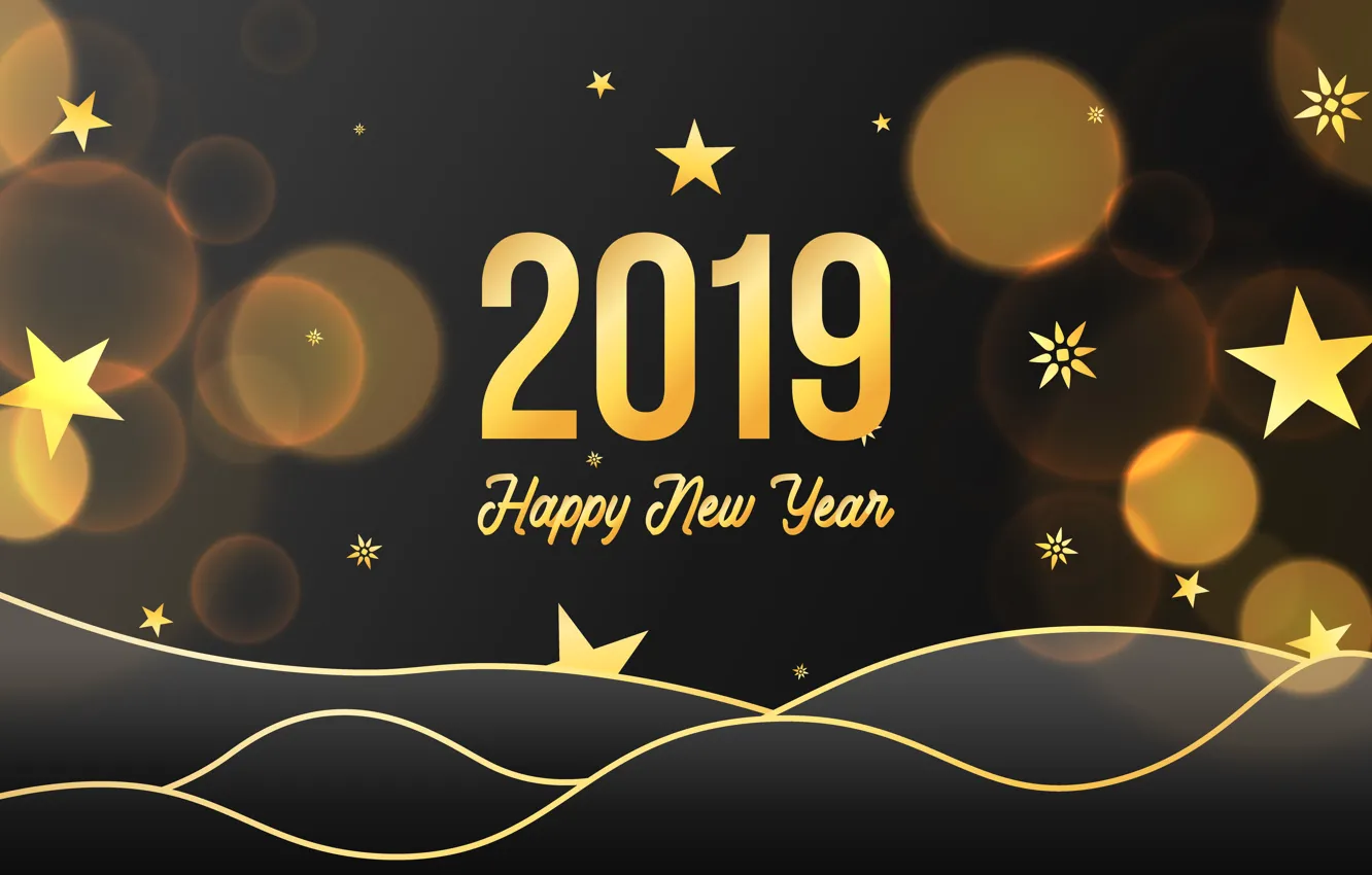 Photo wallpaper gold, new year, figures, golden, black background, black, background, New Year