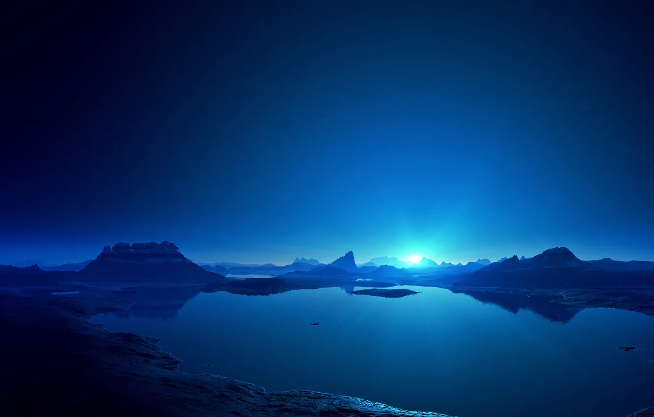 Photo wallpaper sea, the sky, blue light