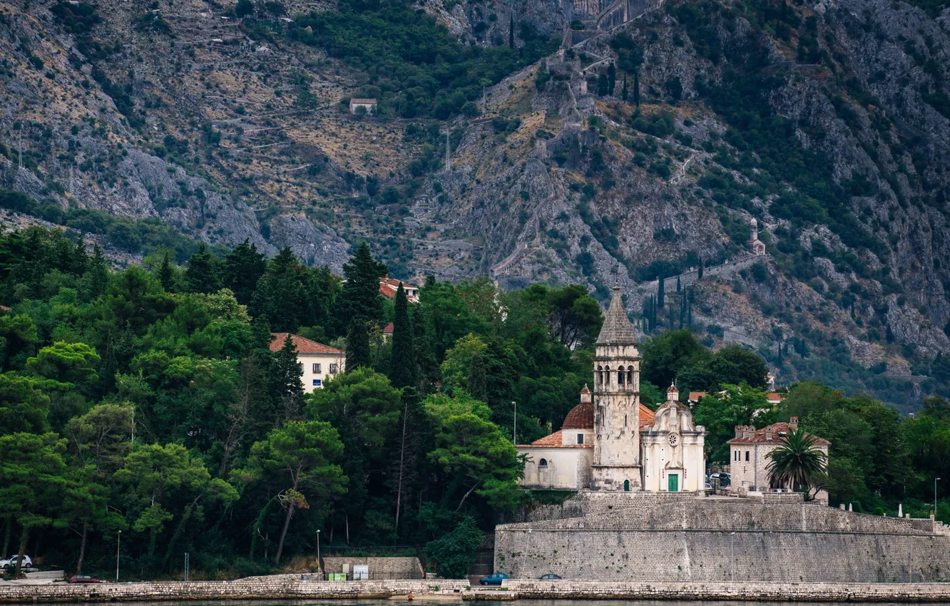 Photo wallpaper church, Adriatic Sea, Montenegro, Kotor, Goodness