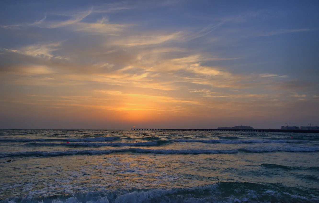 Photo wallpaper beach, sunset, Dubai, UAE