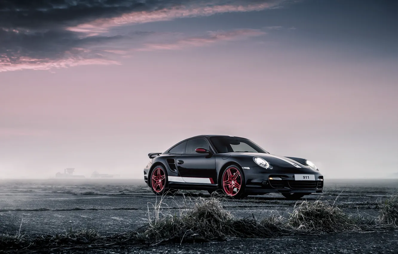 Photo wallpaper 911, Porsche, Red, Black, Turbo, Wheels
