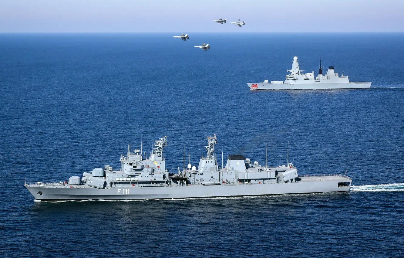 Photo wallpaper frigate, destroyer, HMS Dragon, ROS Marasesti