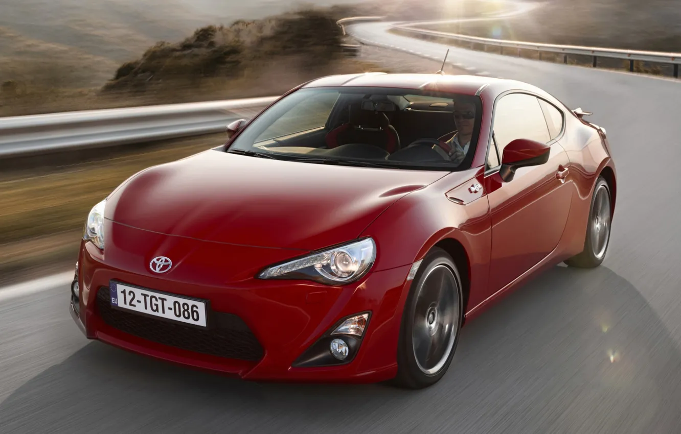 Photo wallpaper road, red, sports car, Toyota, the front, Toyota, ГТ86, GT86
