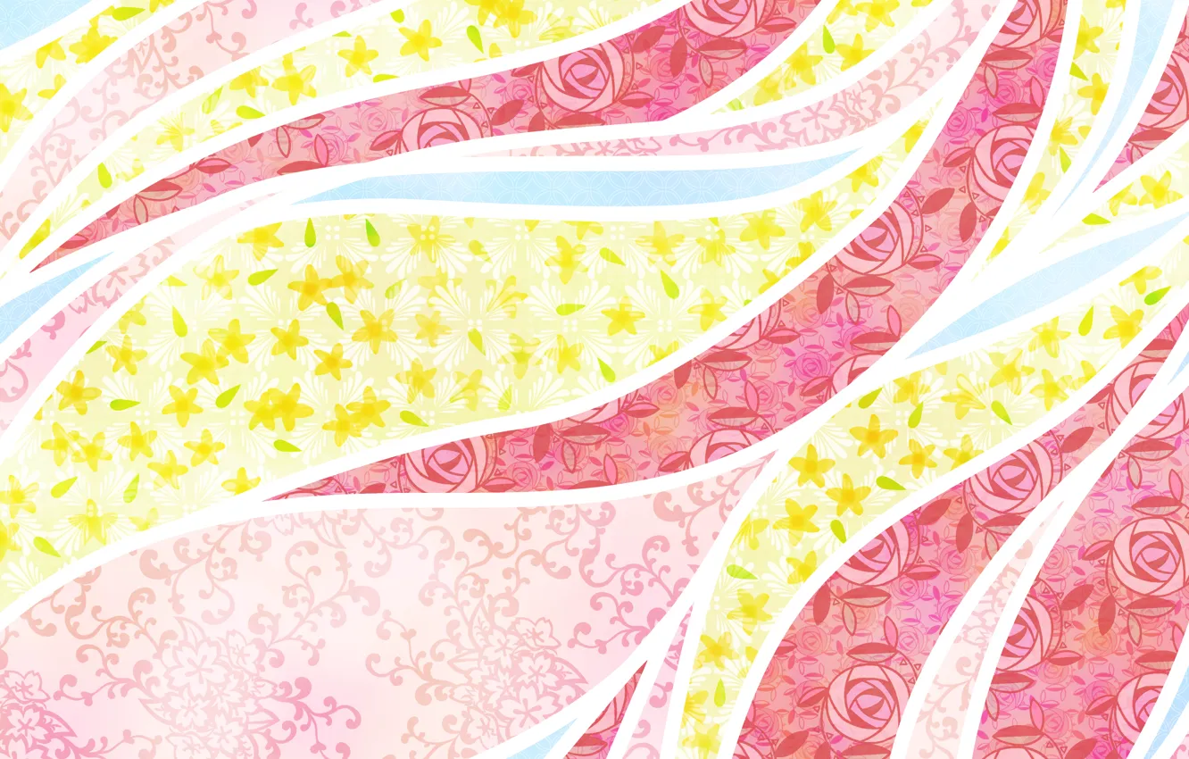 Photo wallpaper line, flowers, abstraction, roses, Japanese style