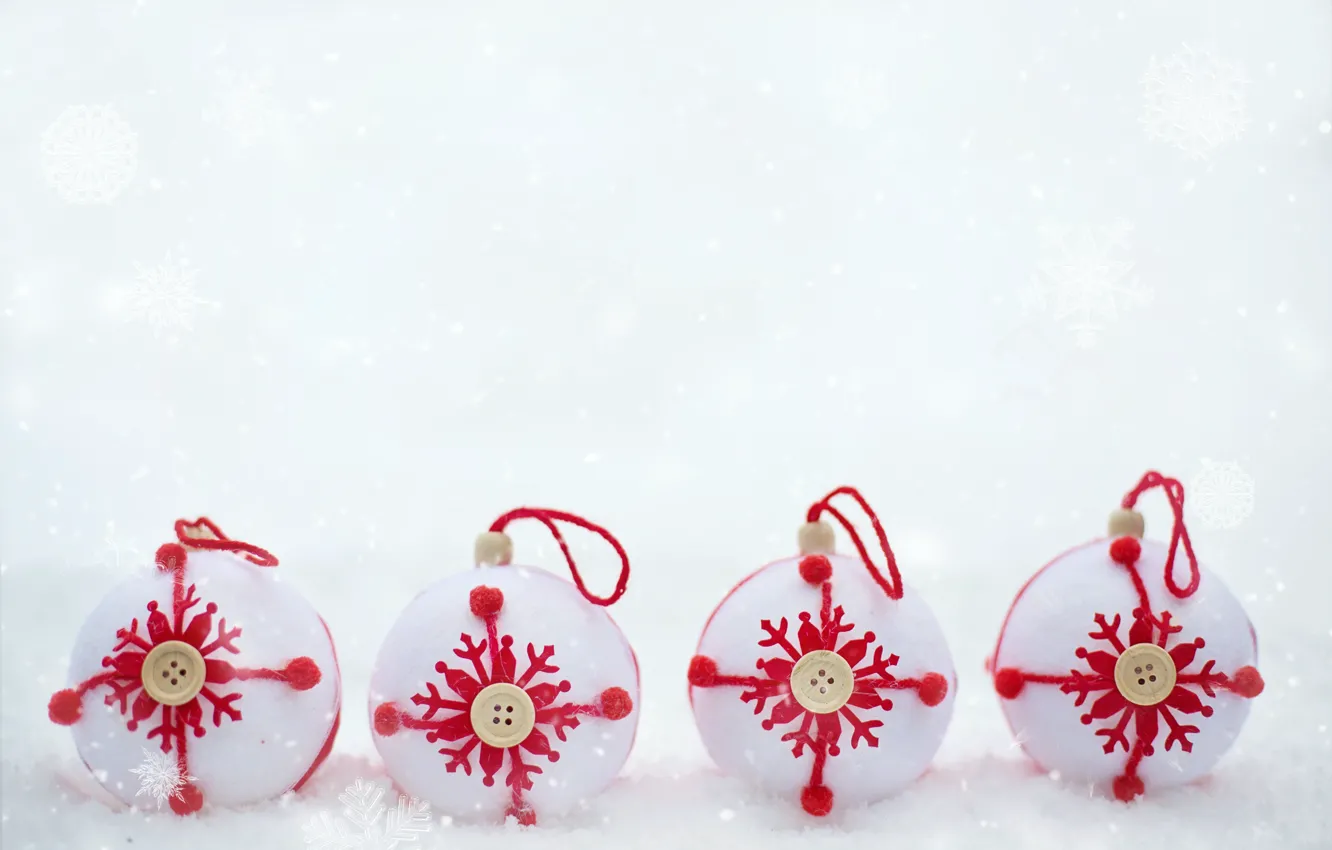 Photo wallpaper winter, balls, holiday, Christmas, New year, Christmas decorations, new year decorations