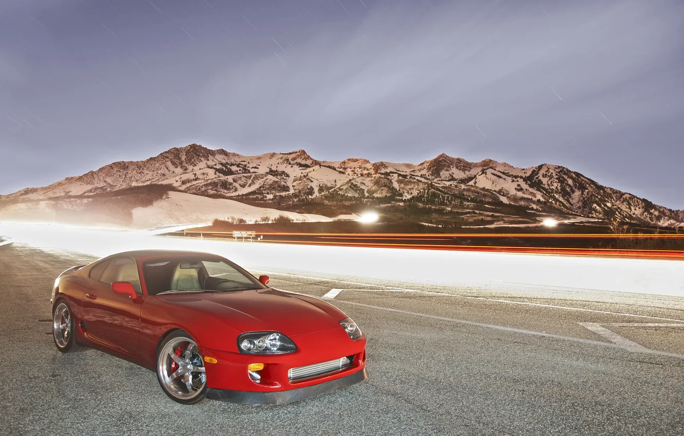 Photo wallpaper car, red, Toyota, Supra, Toyota, supra