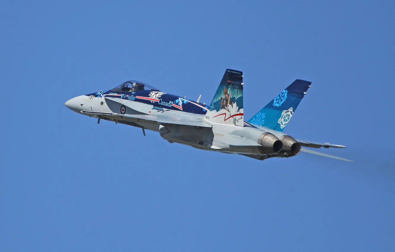 Photo wallpaper fighter, flight, multipurpose, Hornet, CF-18