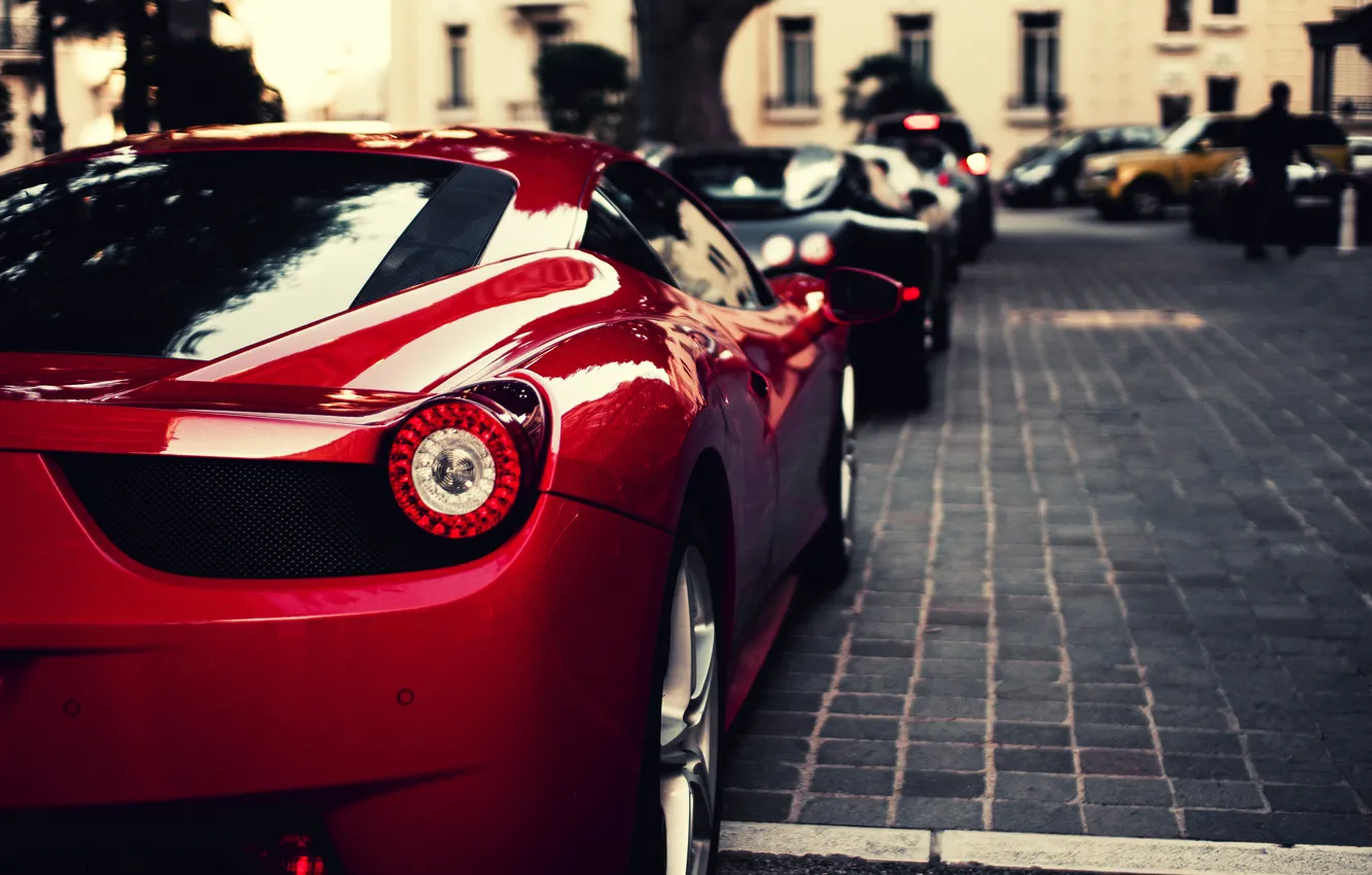 Photo wallpaper red, black, veyron, Ferrari, red, bugatti, supercar, Ferrari