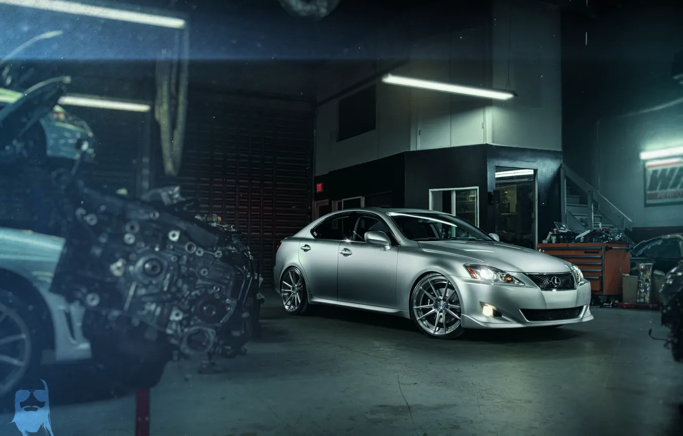 Photo wallpaper Lexus, workshop, silvery, IS 250, unit