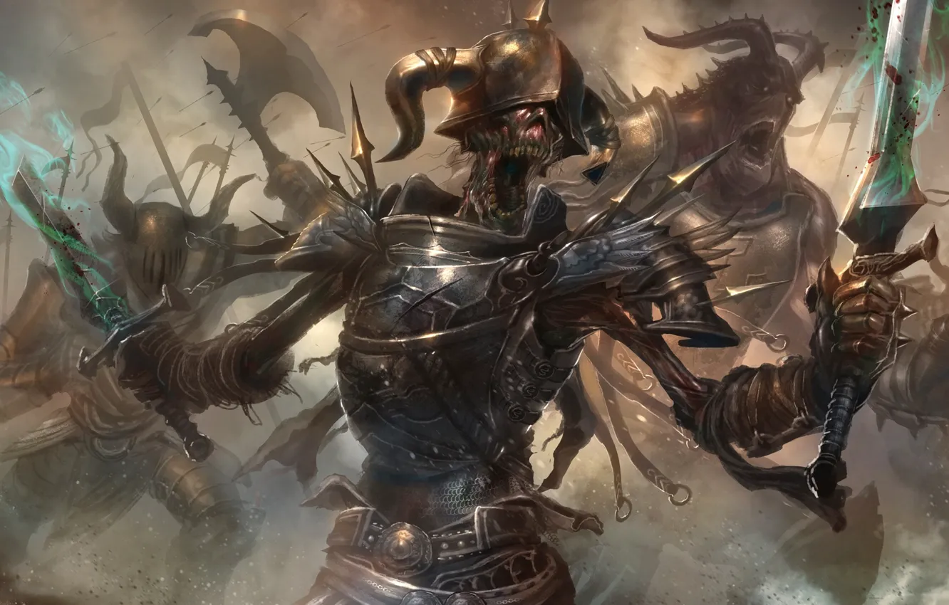 Photo wallpaper warrior, skeleton, undead