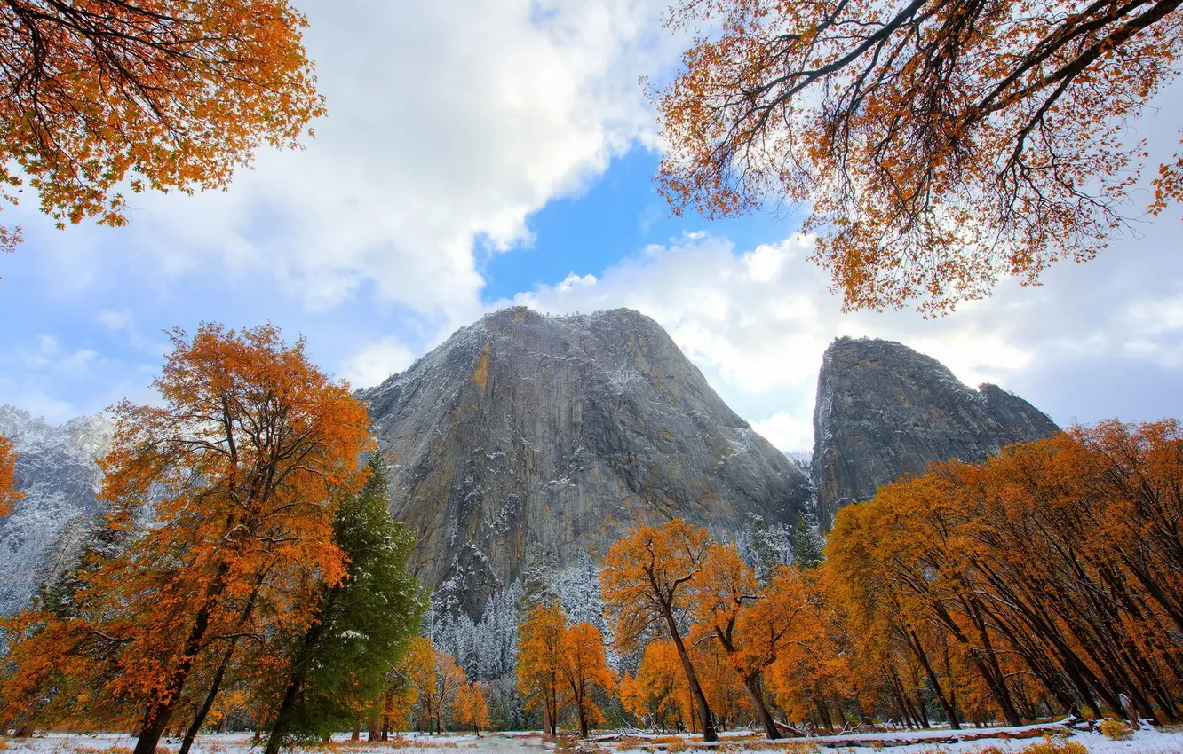 Photo wallpaper autumn, landscape, mountains