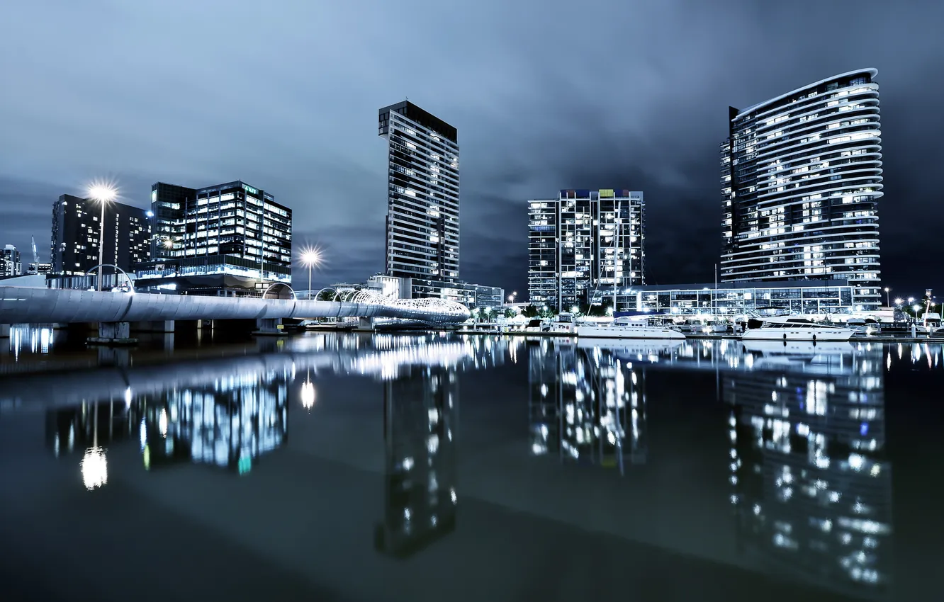 Photo wallpaper night, the city, Melbourne