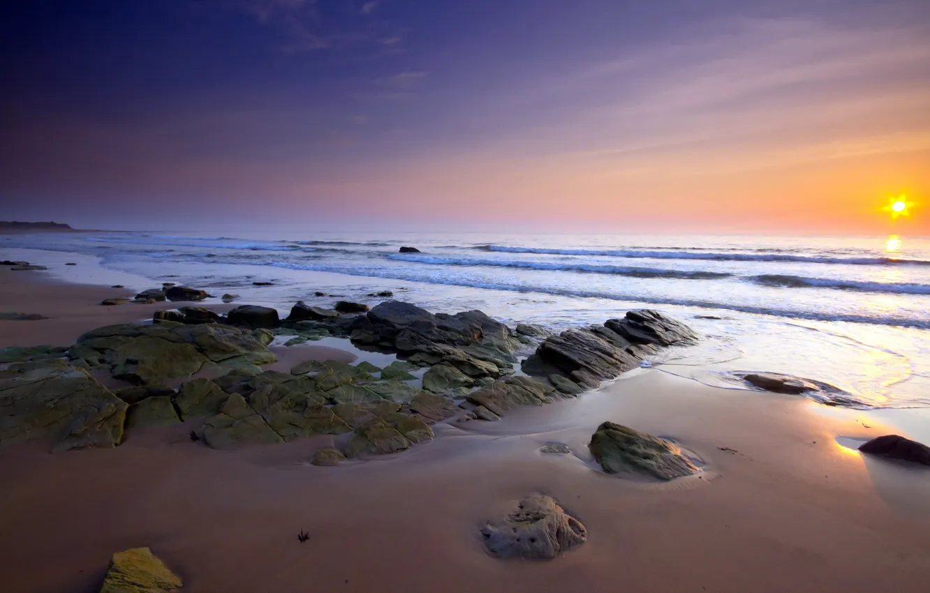 Photo wallpaper sea, landscape, sunset