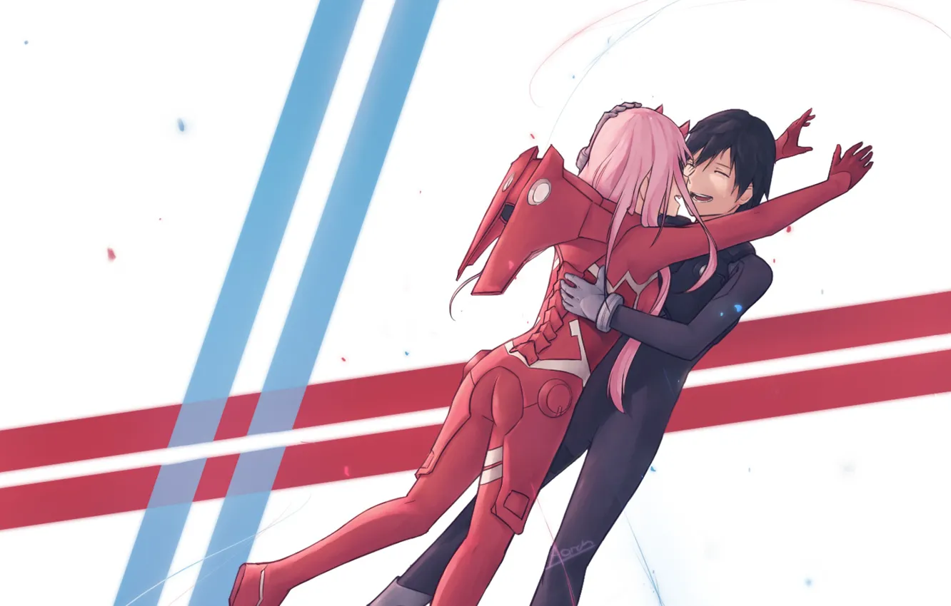 Photo wallpaper two, 002, Darling In The Frankxx, Cute in France, Hiro