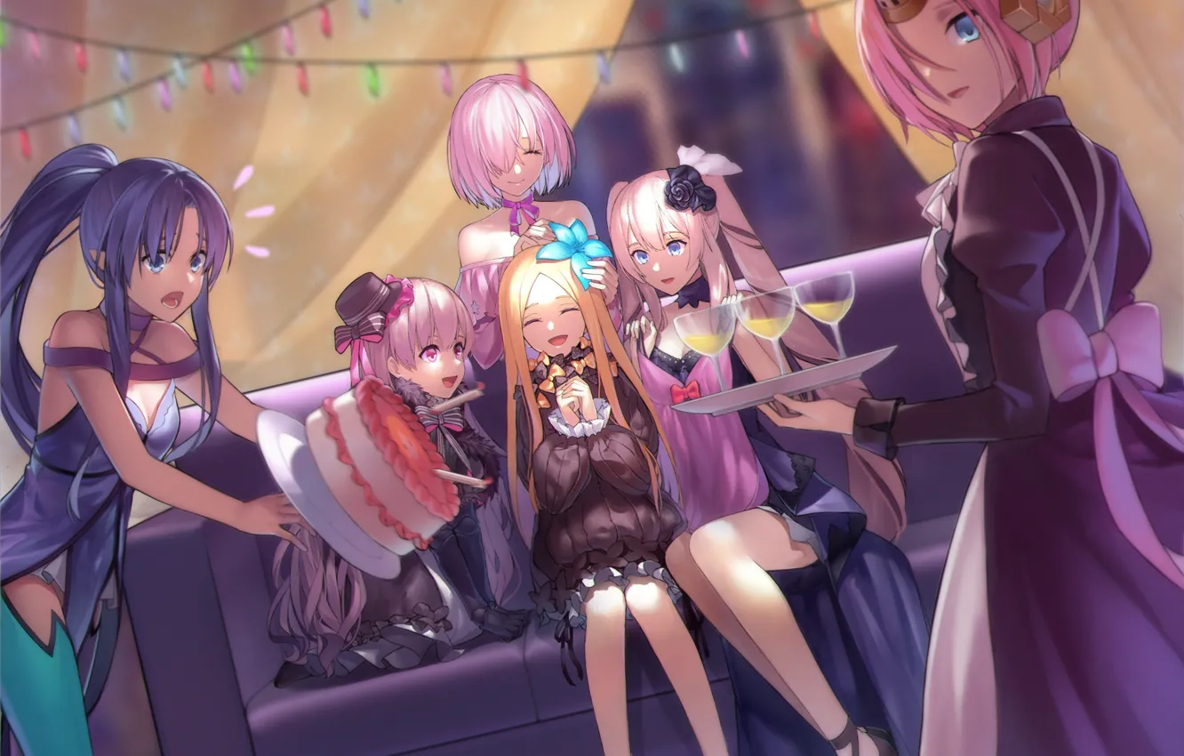 Photo wallpaper Girls, Bar, Cake, Drinks, Fate / Grand Order, The destiny of a great campaign