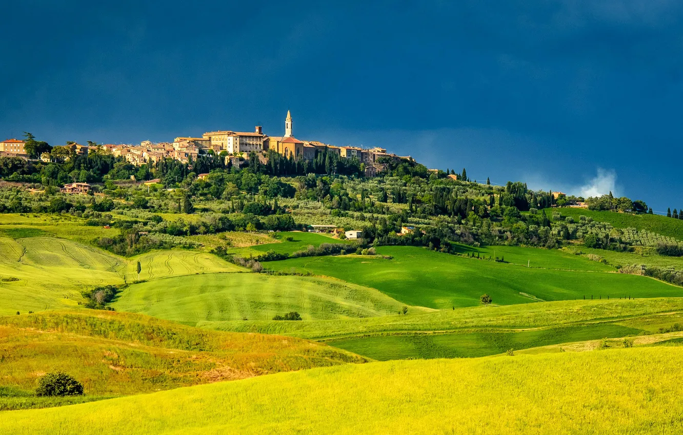 Photo wallpaper field, space, Italy, meadows, Tuscany, Tuscany