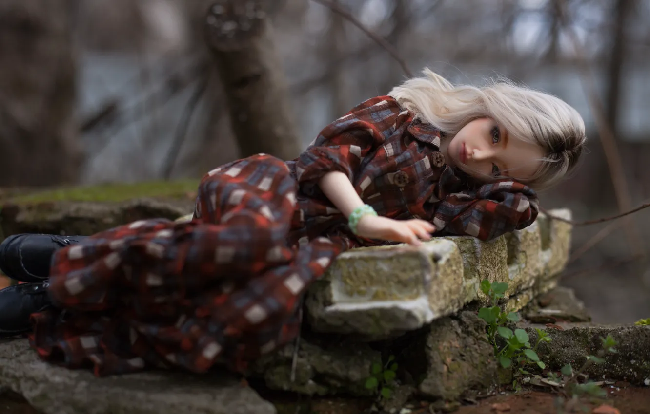 Photo wallpaper sadness, girl, mood, doll