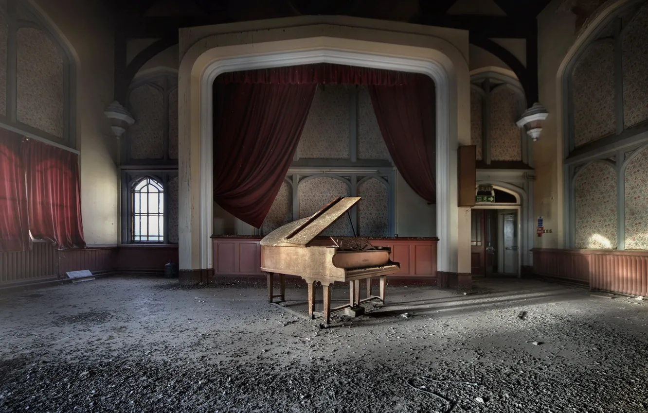 Photo wallpaper music, hall, piano